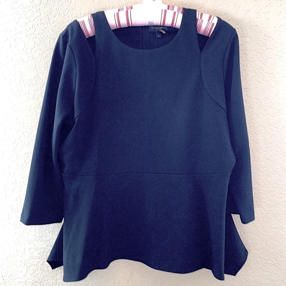 DONNA KARAN Black Peplum Top, NEVER WORN, Excellent Condition! Size XL, Sexy!